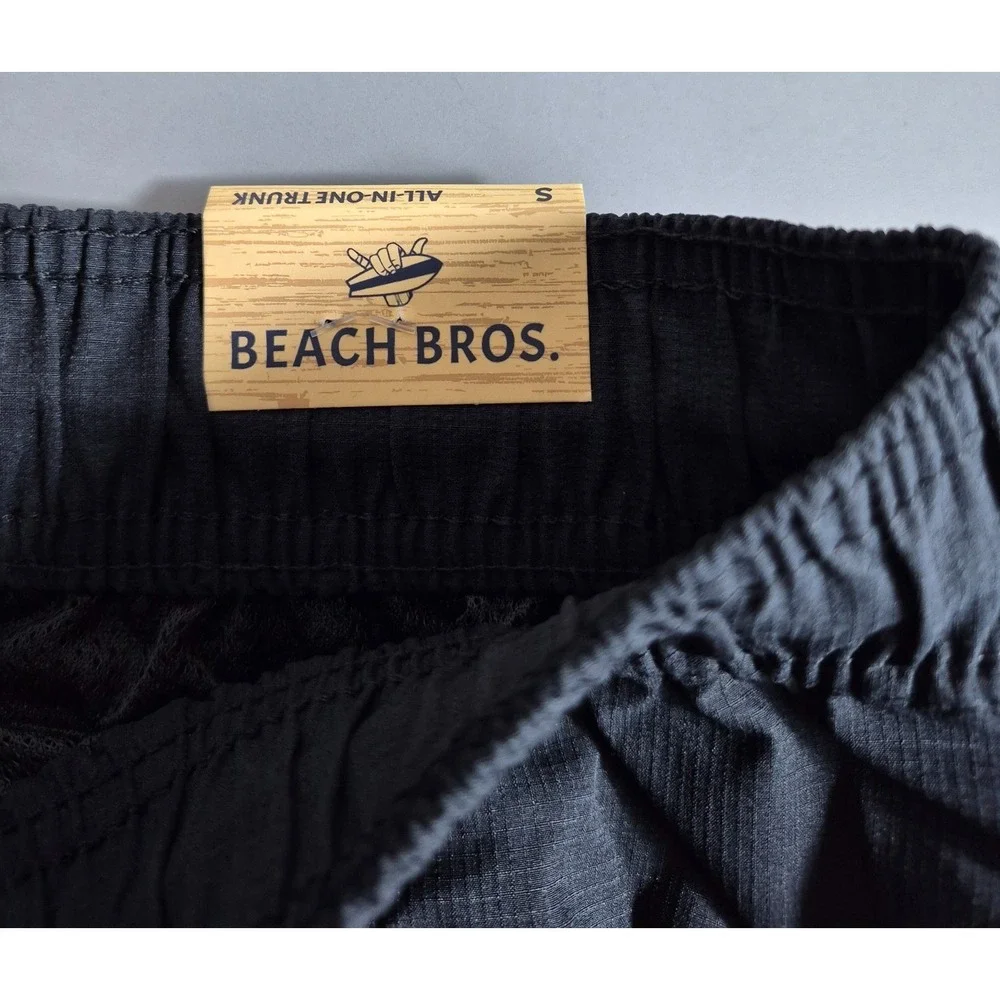 Beach Bros Mens All In One Swim Trunks Black Drawstring Small NEW NWT